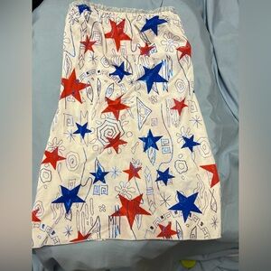 Star Patterned Dress with Red and Blue Accents and Matching Thong